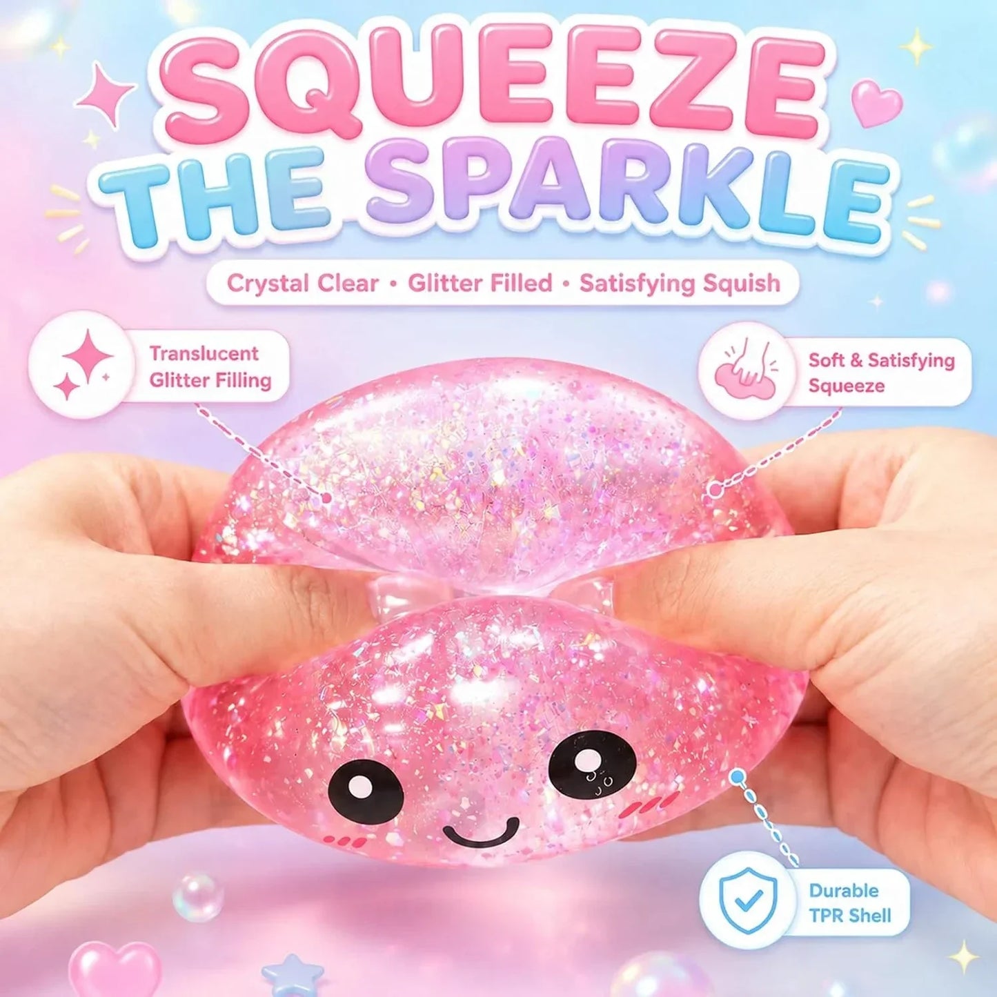 4pcs Dumpling Glitter Squishy,Sugar Dumplings Squeeze Toys,Fidget Sensory Toy for Teens,Boys,Girls,Adults Slow Rising Anxiety Relief,Desk Stress Balls