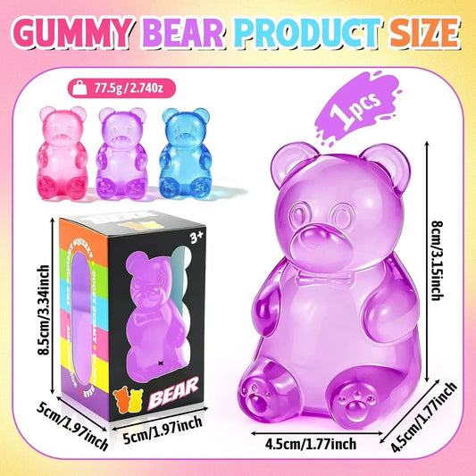 Gummy Bear Taba Squishies Fidget Toys, Stress Ball Relief, Sugar Squishies Gummy Bear Fidget Toys for Kids Adults, Slow Rising Sensory Stress Balls for Birthday Gifts Party Favors (Purple)