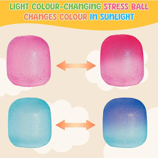 Fidget Toys Stress Balls for Kids & Adults - Changes Color in The Sun - Malt Sugar Squishy Fidget Toys - Slow Rise Gel Ball - Stretchy Squeeze Stress Relief Balls for Anxiety