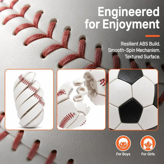 Baseball Fidget Ball Toy,3D Printed Twist and Turn Stress Relief Desk Fidget,Relieve Anxiety Handheld Fidget Sphere,Everyday Tool Focus and Calm for Teens & Adults (Golf)