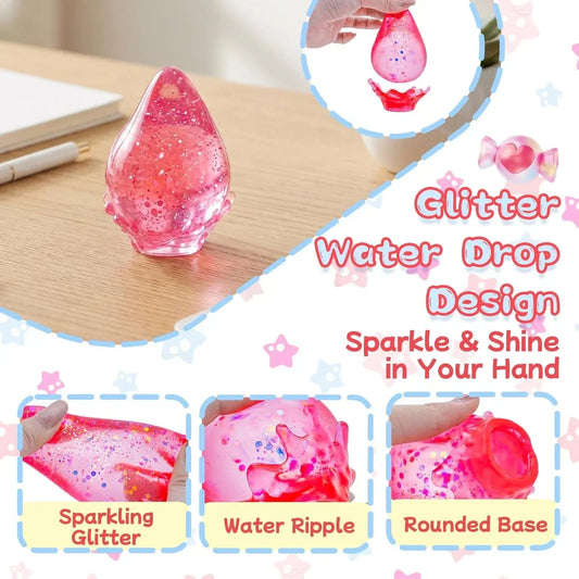 Squishy Drop Stress Balls for Kids Adults Squeeze Toys, Soft Drop Malt Sugar Balls Relieve Stress, Fidget Silicone Sensory Toys for Autism/ADHD, Stretchy Squishies Anxiety Relief Toys for Gifts (Pink)