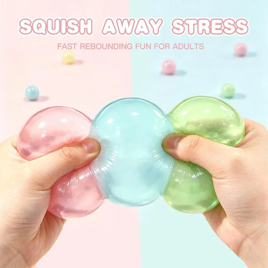 3 Pack Stress Relief Squishy Balls - Soft Squeeze Sensory Toy for Adults, Office Desk Fidget Toys for Tension Relief - Large Maltose Water Ball for Relaxation & Focus, Aesthetic Desk Accessories