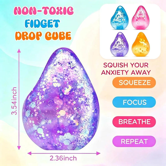 Fidget Toys Stress Cube, Cube Squishies Anxiety Stress Relief, Ice Squishy Stress Cube-Drop Malt Sugar Balls, Sensory Toys for Kids with Autism, Fidgets for Classroom Prize Toys (1pack Pink)