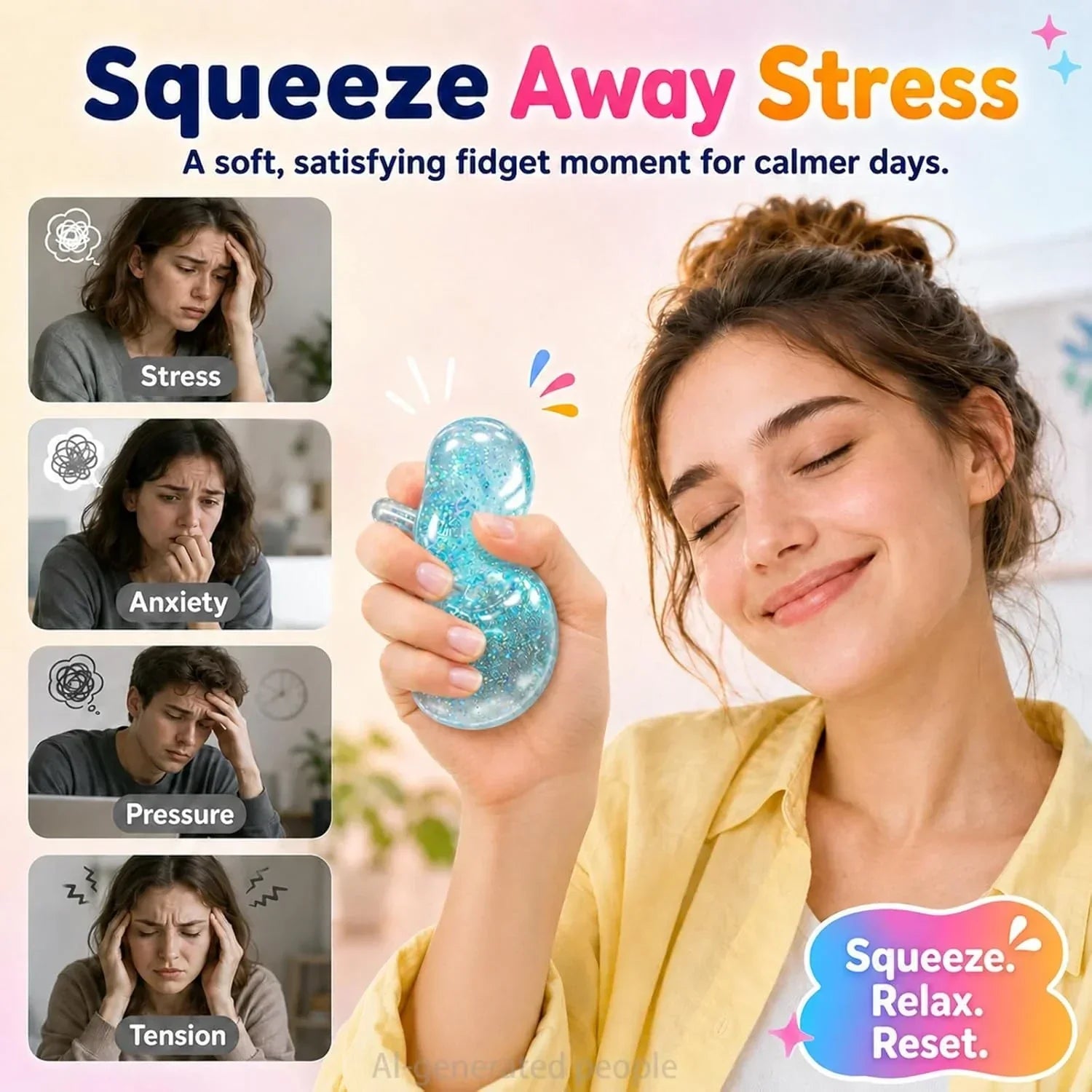 4pcs Dumpling Glitter Squishy,Sugar Dumplings Squeeze Toys,Fidget Sensory Toy for Teens,Boys,Girls,Adults Slow Rising Anxiety Relief,Desk Stress Balls