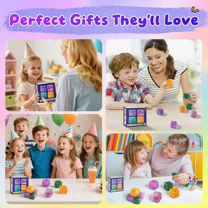 4 Pack Squishy Fidget Toys Stress Cube Bulk, Squishies Slow Rising Stress Balls for Adults Kids, Sensory Fidget Toys for Anxiety Relief, Small Squishy Toys for Classroom Prizes Party Favors