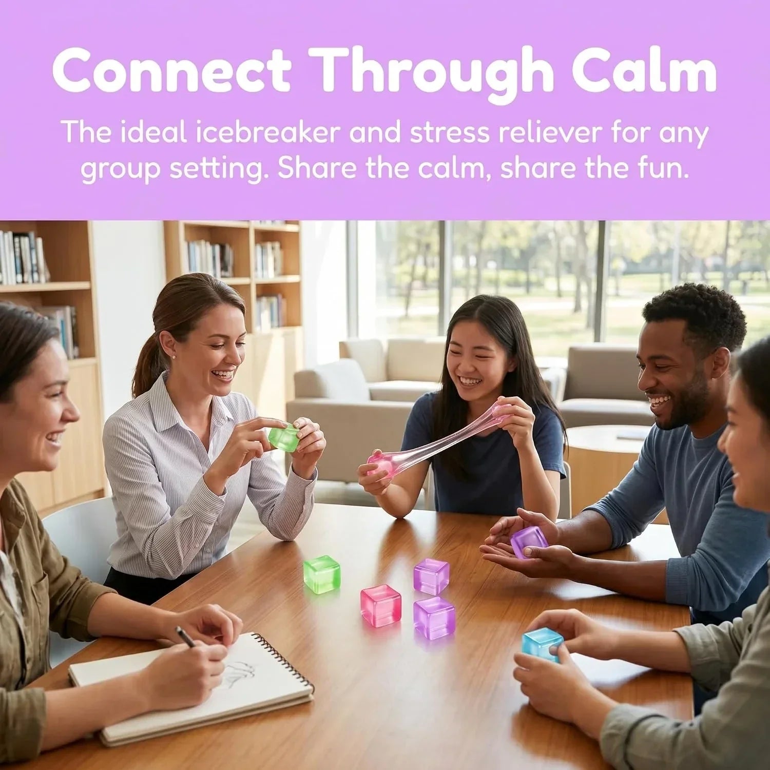 4 Pack Ice Cube Squishy, Slow Rising Fidget for Adults, Sensory Square Shape Stress Balls for Anxiety Relief Classroom Prizes Birthday Gifts Office School