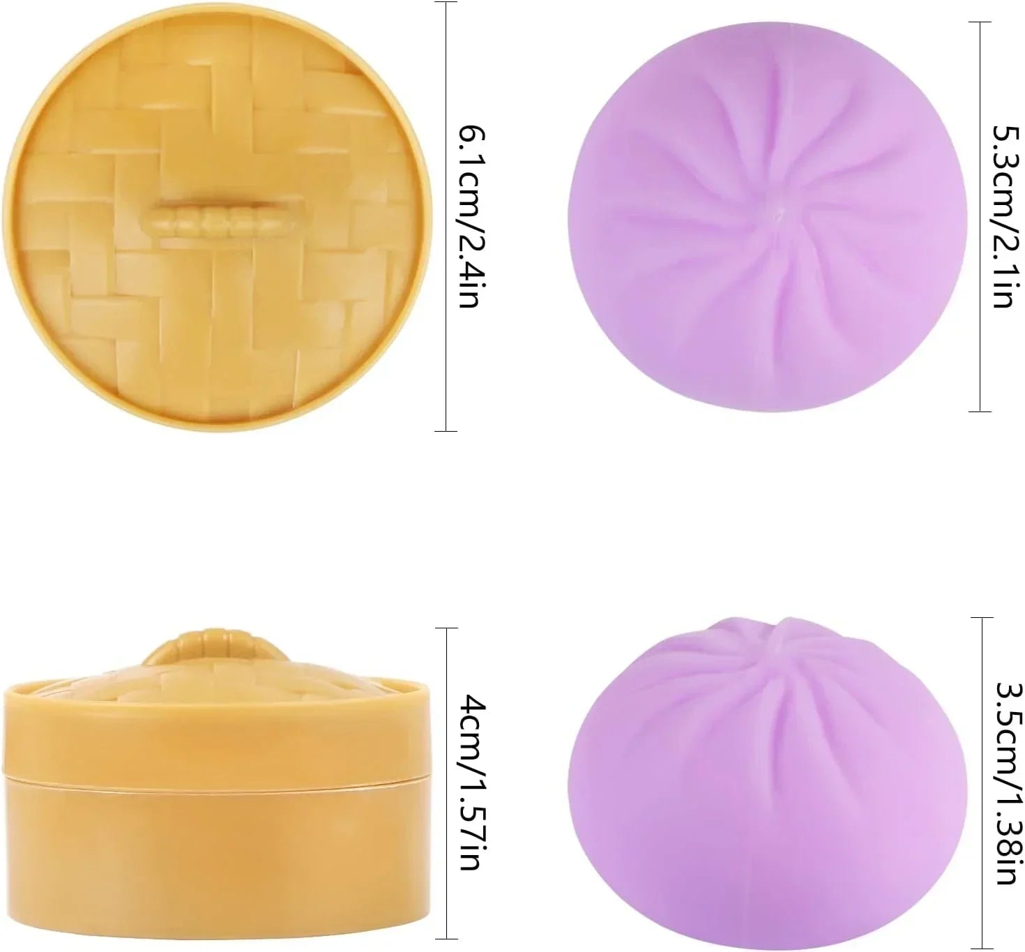 4 PCS Colorful Dumpling Stress Balls,Squishes Dough Fidget Sensory Dumplings,Simulation Food Squishies Bun with Steamer Stretchy Stress Relief Tools