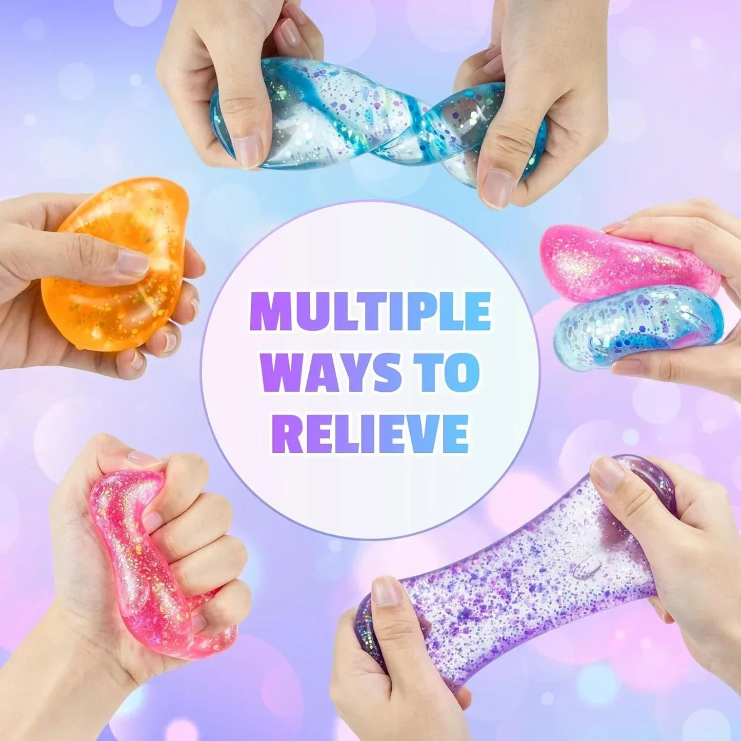 Squishy Stress Balls,Cube Squishies Anxiety Stress Relief Ice Squishy Malt Sugar Balls,Soft Sensory Calming Toys for Kids Teens, Party Favors & Classroom Prizes for Kids - Purple