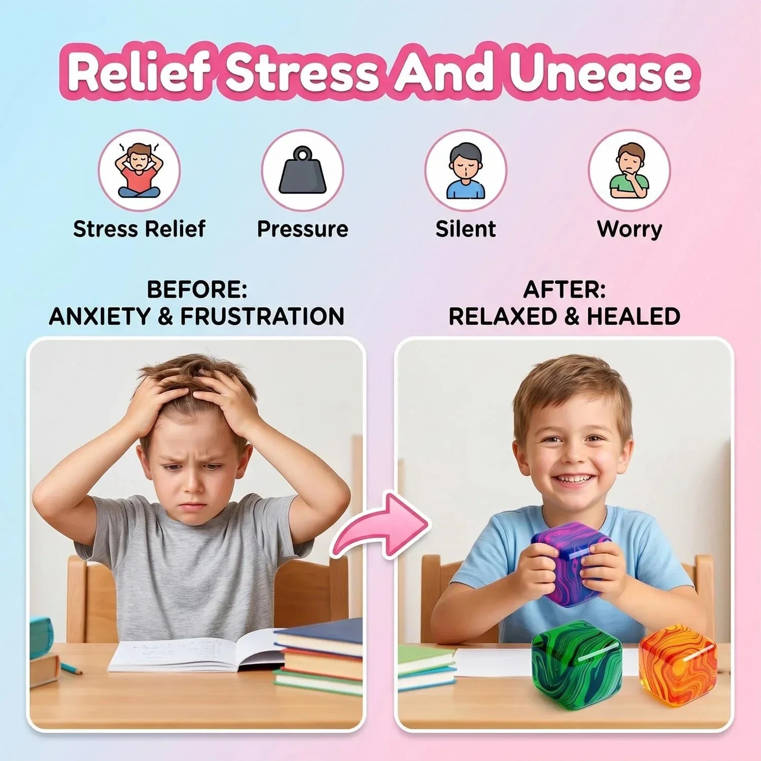 LAHAND 4 Pack Slow Rising Stress Cube,Ice Cube Squishy for Anxiety Stress Relief, Soft Squishy Toys for Party Favors Gifts Classroom Prizes