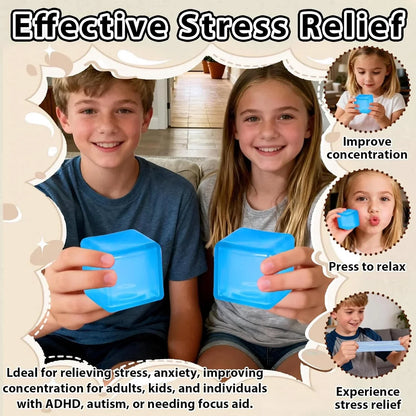 Ice Cube Squishy Stress Ball,1.98"*1.98" Medium Squishy Cube Fidget Toy, Ice Cube Pieces Silent Nice Square Shape Anxiety Sensory Squishy Fidget Toy Slow Rise, Classroom Prizes, Calming(Blue)