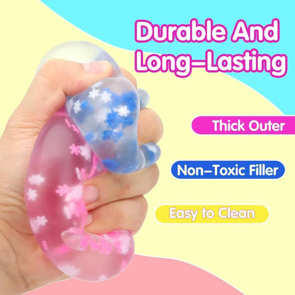 Fidget Toy Stress Cube- 4 Pack Sensory Squeeze Toys, Slow Rising Squishy Cube Filled with Thick Substance and Snowflakes Crafts, Anxiety Stress Relief Calming Tool for Adults and Kids