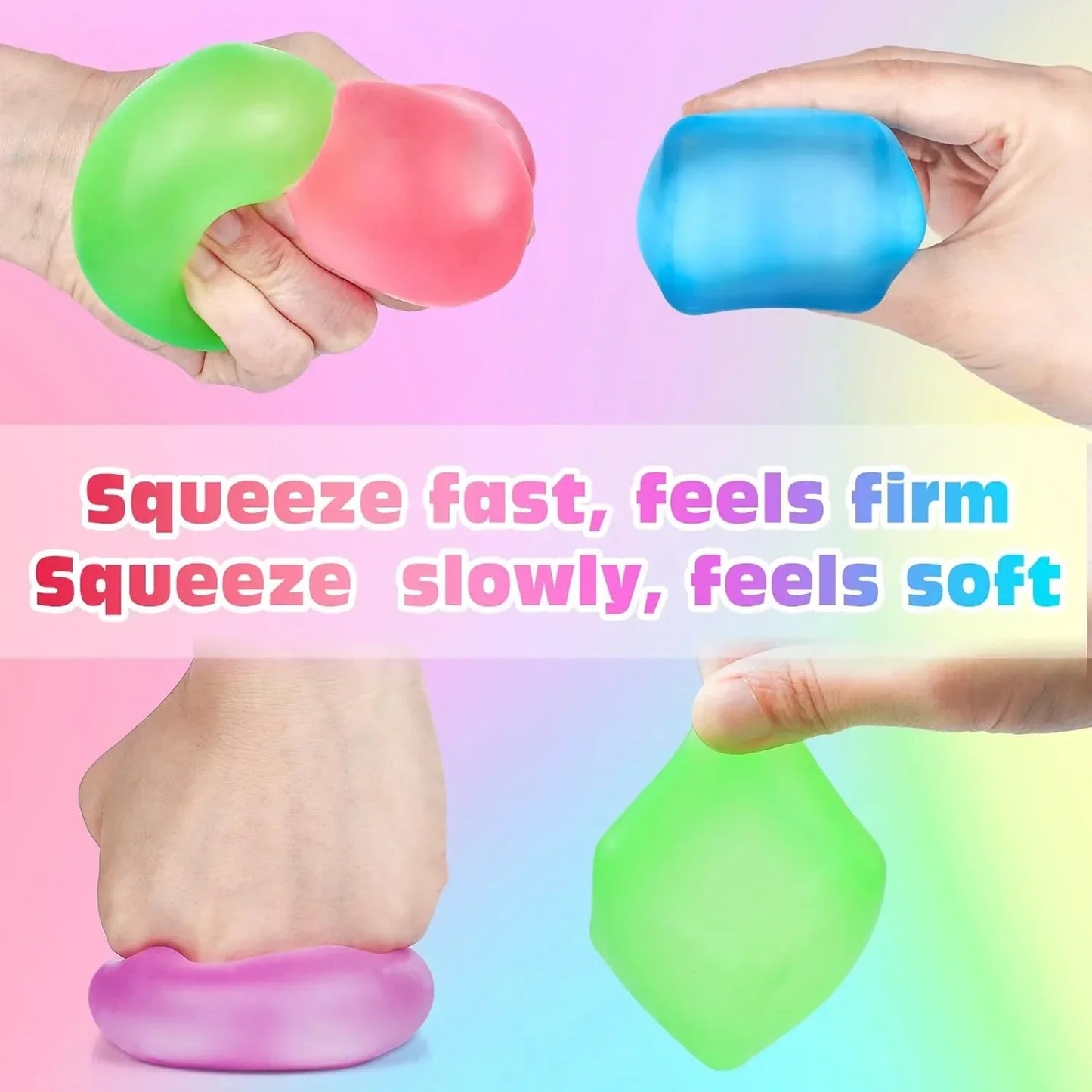 4 Pack Stress Cube, Slow Rising Ice Cube Stress Balls for Adults Kids, Sensory Fidget Toy for Anxiety Relief, Square Shape Squishy Balls for Classroom Prizes, Cube Squishy for Party Favors
