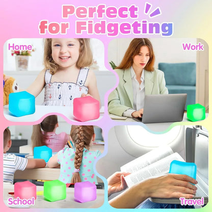 4 Pack Stress Cube, Slow Rising Ice Cube Stress Balls for Adults Kids, Sensory Fidget Toy for Anxiety Relief, Square Shape Squishy Balls for Classroom Prizes, Cube Squishy for Party Favors