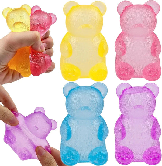 4 Pack Bear & Sugar Ball Designs, Anxiety Relief & Focus Toy, Maltose Filled Squeeze Toys for Sensory Play，Sensory Fidget Toys for Adults, Kids, Slow Rising Squishy Stress Ball