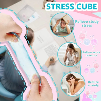 3Pack Ice Cube Stress Ball,Small Cube Fidget Toys,Squishy Cube for Anxiety Relief Stress Reliever,Stress Relief Toys for Adults Kids Children Teens