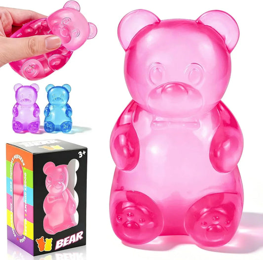 Gummy Bear Squishies Squeeze Toys for Kids Adults, Sugar Squishies Balls Stress Bear Toys for Boys Girls, Sensory Fidget Toys Anxiety Relief for Autism, Party Favors Gifts, Valentines Day Gifts (Pink)