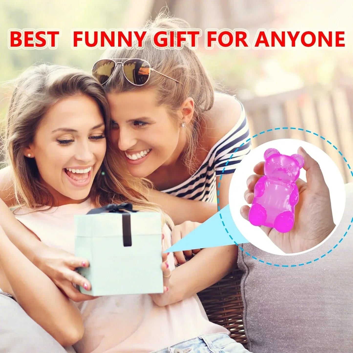 5PCS Gummy Bear Stress Toys |Sugar Filled Bear Squishy Toys|Gel Ultra Squishies High Density Squeeze Balls |Classroom Prize Party Favors Toys Tall 3.5 Inches Colors May Vary
