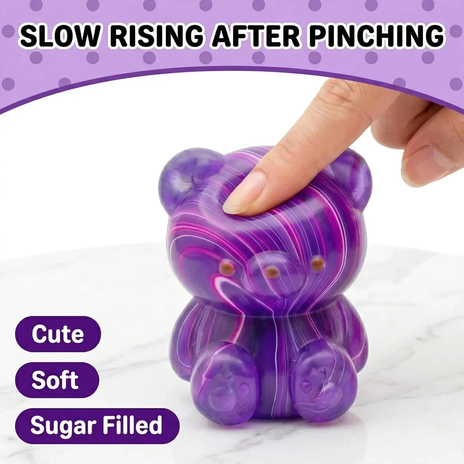4 Pack Bear Squishy Toys, 3 Inch Durable Slow Rising Stress Relief Sensory Squeeze Toys for Adults and Kids, Birthday Gifts, Party Favors, Classroom Prizes