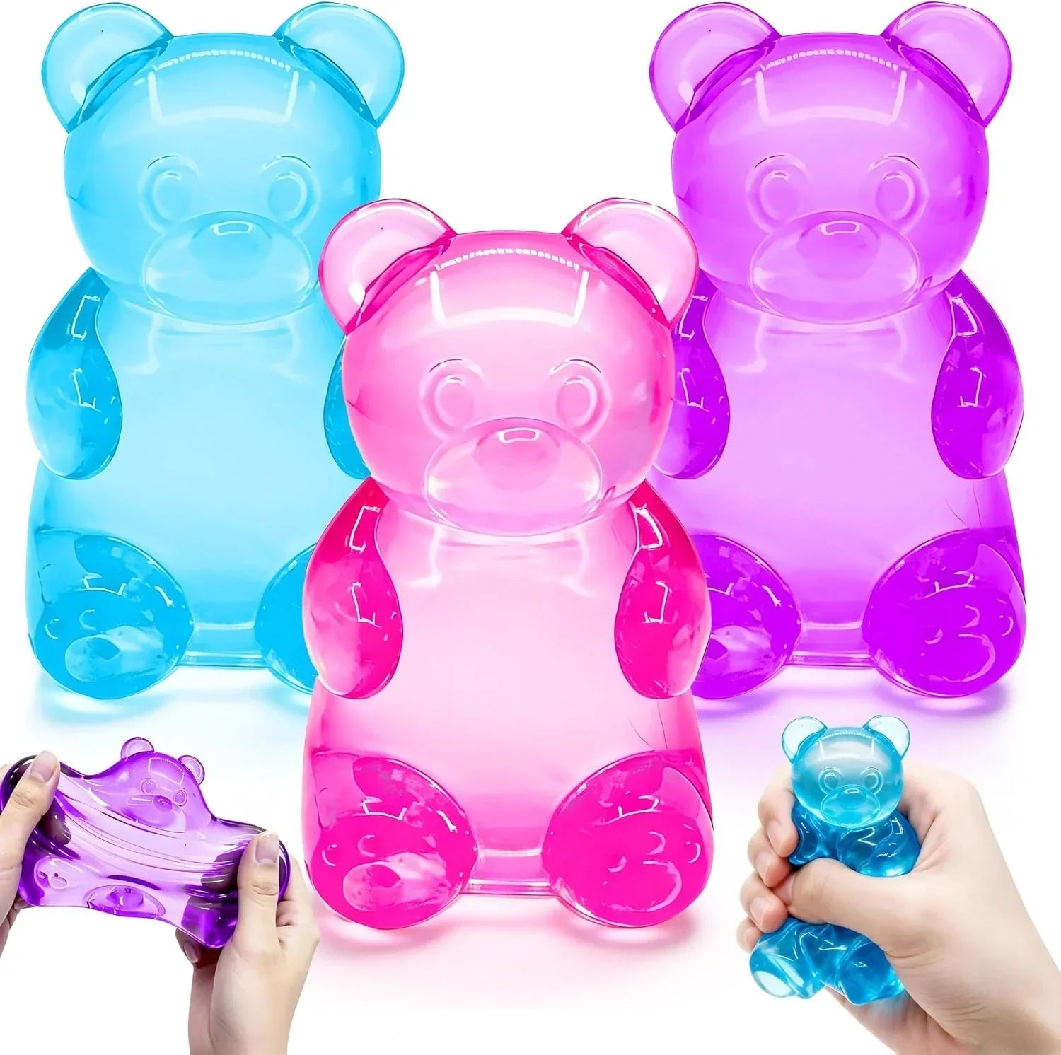 3 Pcs Easter Cute Gummy Bear Stress Relief Stress Ball, Slow Rising Squishy Squeeze Anxiety Relief & Focus Toy, Sensory Fidget Toys for Adults, Teens, Autistic ,ADHD, Classroom Prize，Party Favors