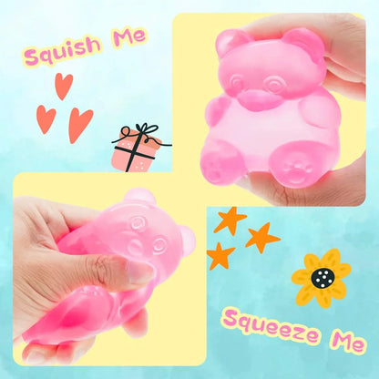 2 Packs Stress Bear Squishy Ball, Gummy Bear Toy, Sugar Filled Squishy Toys for Kids Stress Relief - High Density Squeeze Balls for Students Calming - Ultra-Soft Decompression Venting Toys