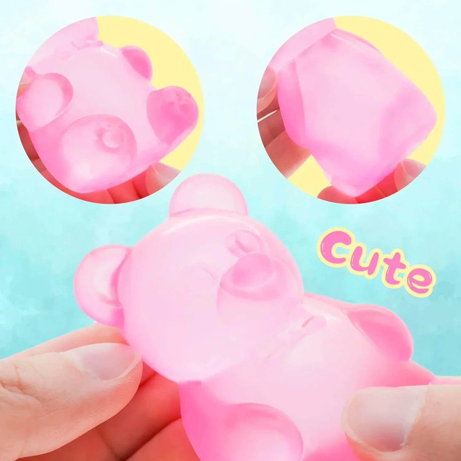 2 Packs Stress Bear Squishy Ball, Gummy Bear Toy, Sugar Filled Squishy Toys for Kids Stress Relief - High Density Squeeze Balls for Students Calming - Ultra-Soft Decompression Venting Toys