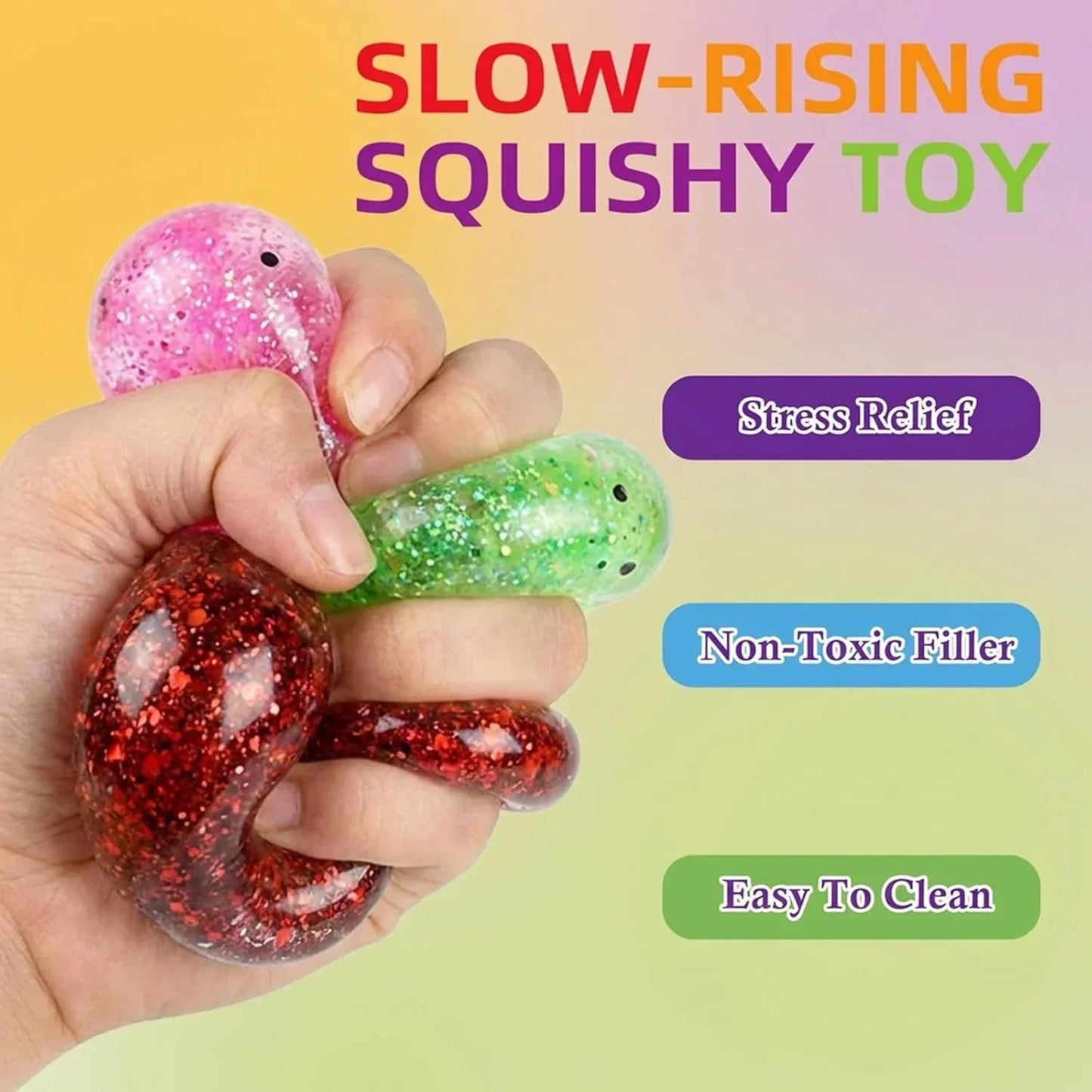 12pcs Glitter Bear Stress Balls,Slow Rising Squishy Toys for Kids Boys Girls Stress Relief,Classroom Prizes,Party Favors