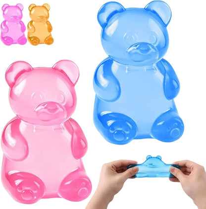 Stress Bear Squishy Balls, Bear Squishy Stress Relief Squeeze Balls, Gummy Bear Squishy for Valentines Day Gifts Birthday Gifts Party Favors (Blue + Pink)