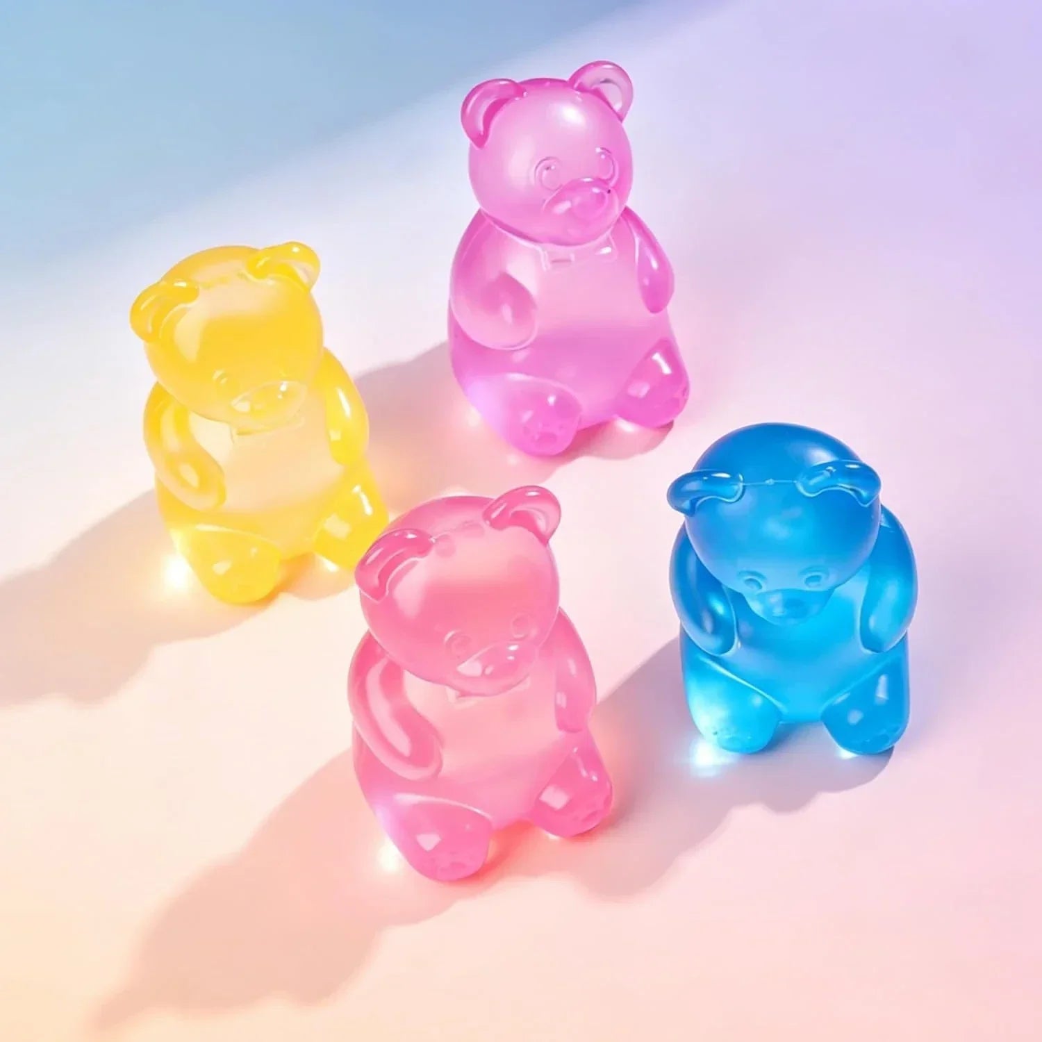 Stress Bear Squishy Balls, Bear Squishy Stress Relief Squeeze Balls, Gummy Bear Squishy for Valentines Day Gifts Birthday Gifts Party Favors (Blue + Pink)