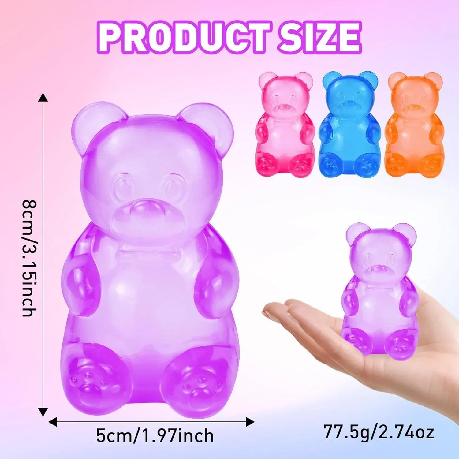 Gummy Bear Squishy, Stress Bear Taba Squishy, Taba Squishy Toys for Kids, Stress Balls Valentines Day Gifts Birthday Gifts Party Favors-Purple