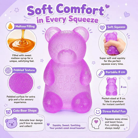 Gummy Bear Squishy, Sensory Fidget Toy Toys for Anxiety Stress Relief,Squishies Sensory Toy for Adults Kids Teens,Purple Stress Ball for Classroom Prize, Birthday Gifts Party Favors
