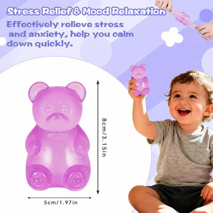 Gummy Bear Squishy Toy for Kids Ages 3+, Slow Rising Soft Foam Bear Squeeze Toy for Boys, Girls & Adults, Cute Sensory Bear Toy, Birthday & Valentine’s Day Gift(Purple)