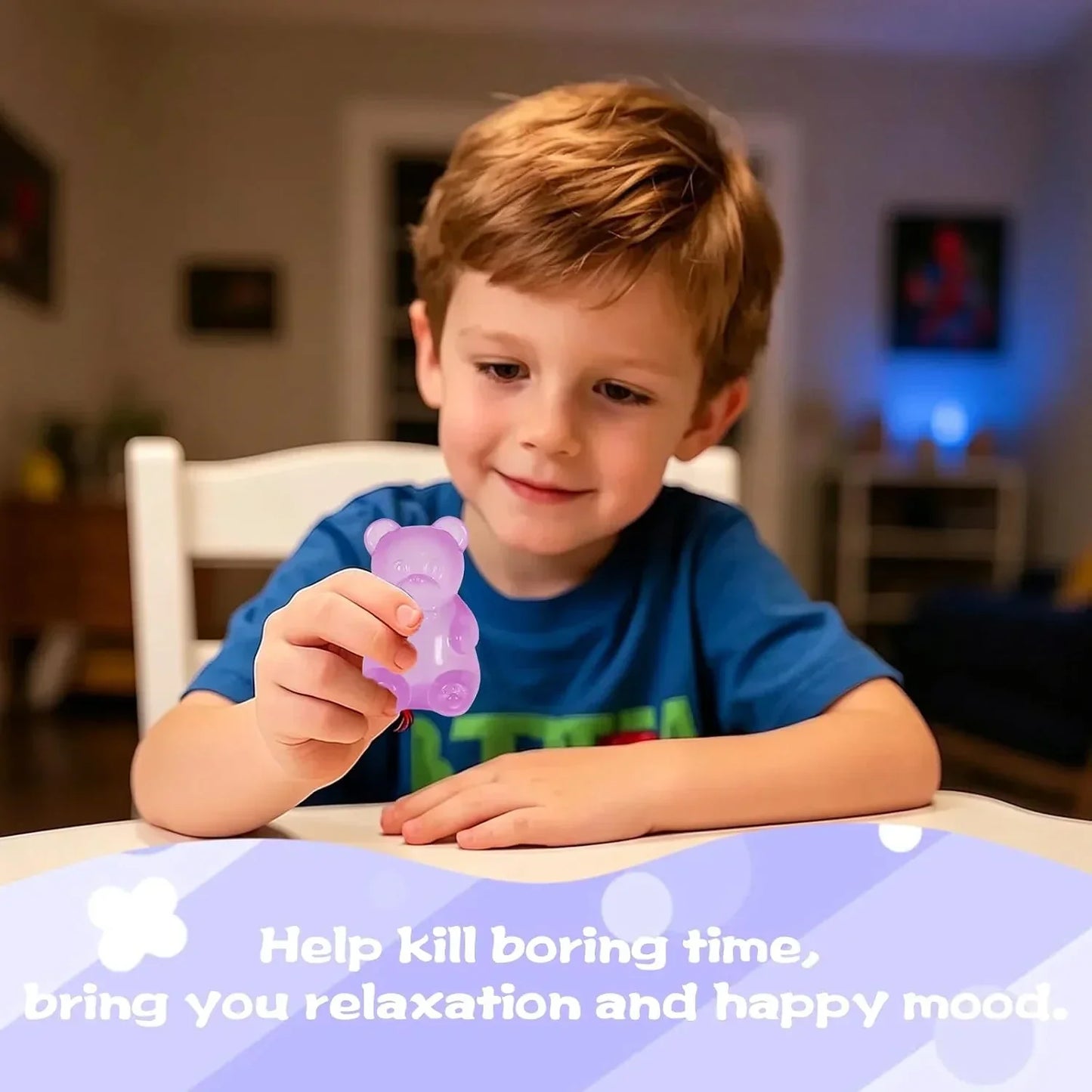 Gummy Bear Squishy Toy for Kids Ages 3+, Slow Rising Soft Foam Bear Squeeze Toy for Boys, Girls & Adults, Cute Sensory Bear Toy, Birthday & Valentine’s Day Gift(Purple)