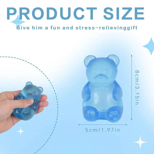 Gummy Bear Squishy Toy for Kids Ages 3+ & Adults, Slow Rising Squeeze Bear, Soft High-Density Handheld Sensory Toy, Cute Party Favor, Classroom Prize & Desk Toy (Blue)