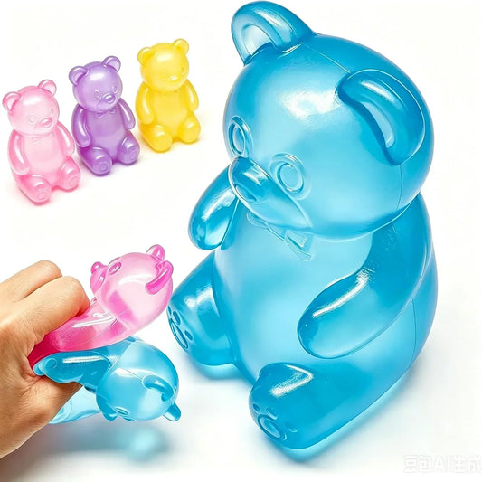 Fidget Toys Squishy Gummy Bear, Stress Cube Squishies Anxiety Stress Relief, Ice Squishy Stress Cube-Drop Malt Sugar Balls, Sensory Ball for Kids with Autism