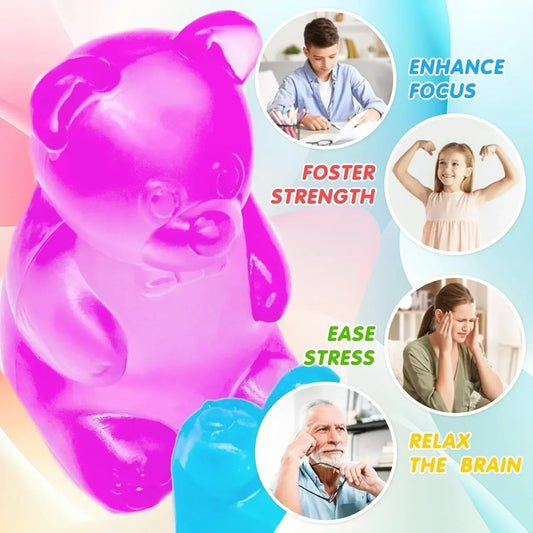 Fidget Toys Gummy Bear , Stress Cube Squishies Anxiety Stress Relief, Ice Squishy Stress Cube-Drop Malt Sugar Balls, Sensory Ball for Kids with Autism (Purple, 1)