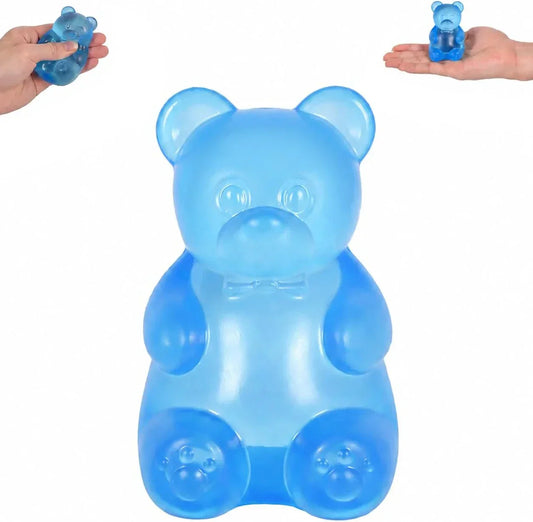 Bear Squishy Toy for Kids Ages 3+ & Adults, Slow Rising Gummy Bear Squeeze Toy, Soft High-Density Foam Sensory Bear for Desk, Classroom, Home & Office(Blue)