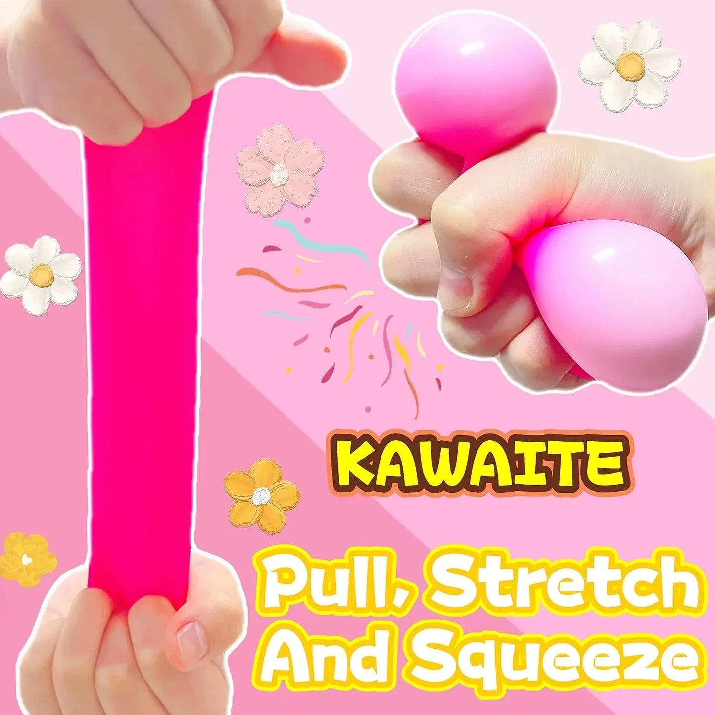 Squishy Dough Stress Ball for Kids (1 Pack) Squish Fidget Toys for Adults, Stretchy and Squeeze, Squishy Pink Stress Relief Balls, Ideal for Teens Anxiety, Autism, ADHD, Special Needs