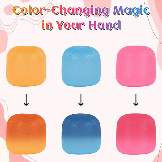 3 Pack Slow-Rise Stress Relief Strong Sensory Toys for Kids & Adults, Color-Changing Squishy Fidget Balls, Non-Toxic Fidget Toys for Classroom & Office, Slow Rebund Toys for Boys Girls