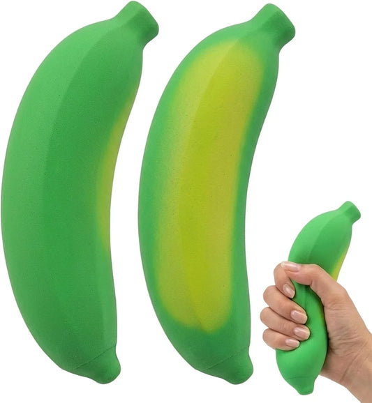 2 PCS Banana Squishy Set, Temperature-Sensitive Color Changes from Green to Yellow，Squishy Banana with Thermo-Responsive Surface for Desk Display and Everyday Handling