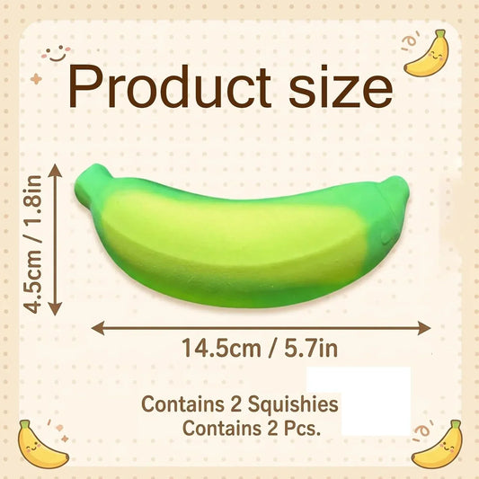 2 PCS Banana Squishy Set, Temperature-Sensitive Color Changes from Green to Yellow，Squishy Banana with Thermo-Responsive Surface for Desk Display and Everyday Handling