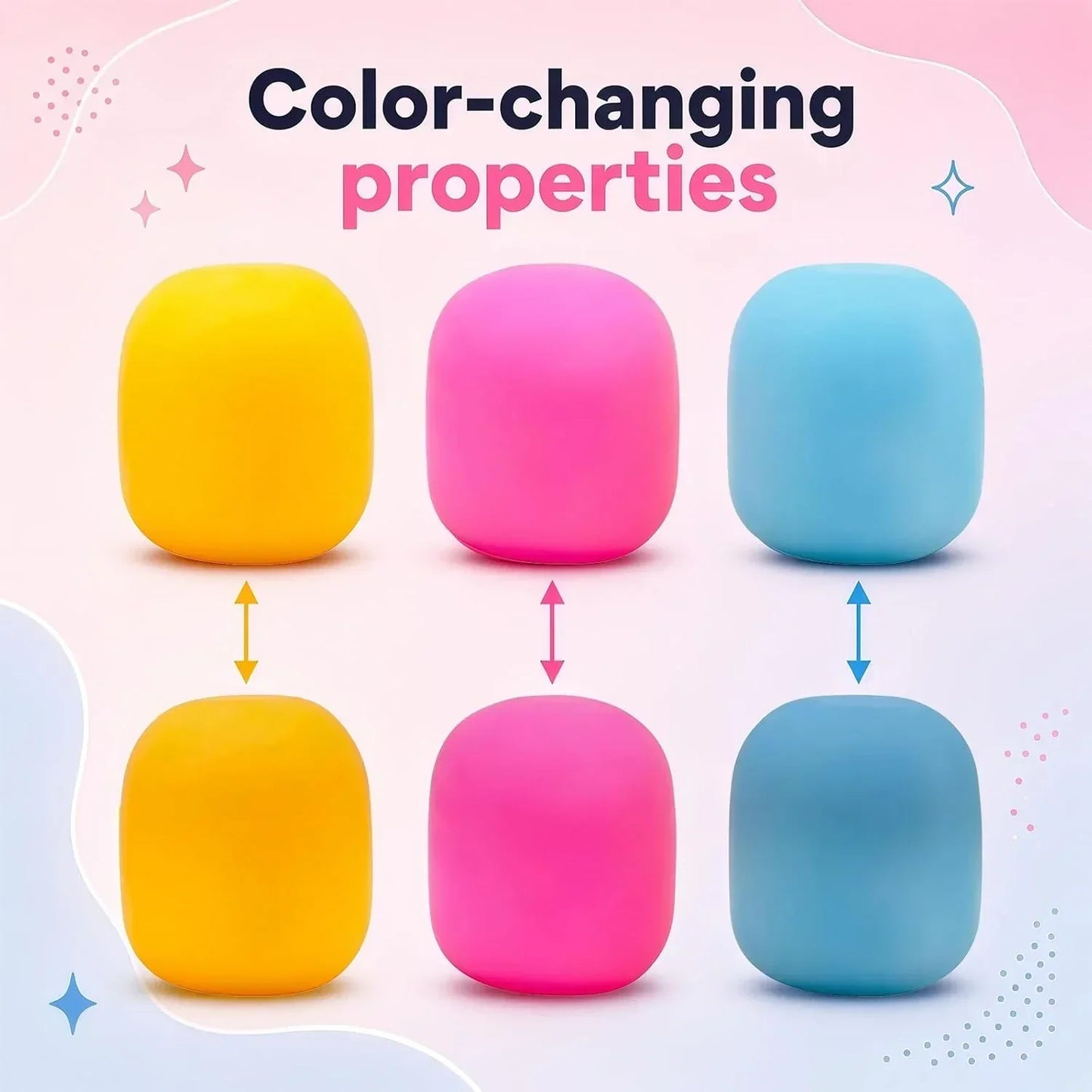 Squeeze Color Changing Squishy Soft Square Malt Sugar Filled Slow Stress Balls, Color Changing Squishy Sensory Toy, Anxiety Relief Shape Fidgets for Pull Stretch Squishy Toy (Pink)