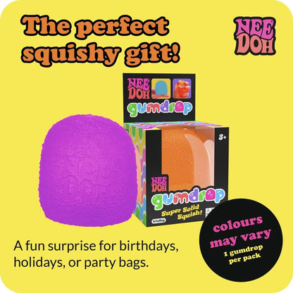 Schylling NeeDoh Gumdrop - Textured Sensory Toy with Super Solid Squish - 2.5" Tall - Colors May Vary (Pack of 1)