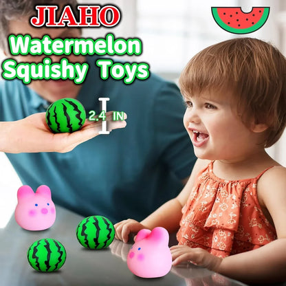 JIAHO Squishy Watermelon Stress Balls for Kids and Adults, Fruit Dough Balls, Fidget Toys, Anxiety Relief Stretch Balls, Squishy Toys for Kids Prizes, Party Favors | Change Color Squeeze Ball