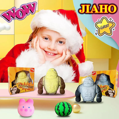 JIAHO Squishy Watermelon Stress Balls for Kids and Adults, Fruit Dough Balls, Fidget Toys, Anxiety Relief Stretch Balls, Squishy Toys for Kids Prizes, Party Favors | Change Color Squeeze Ball