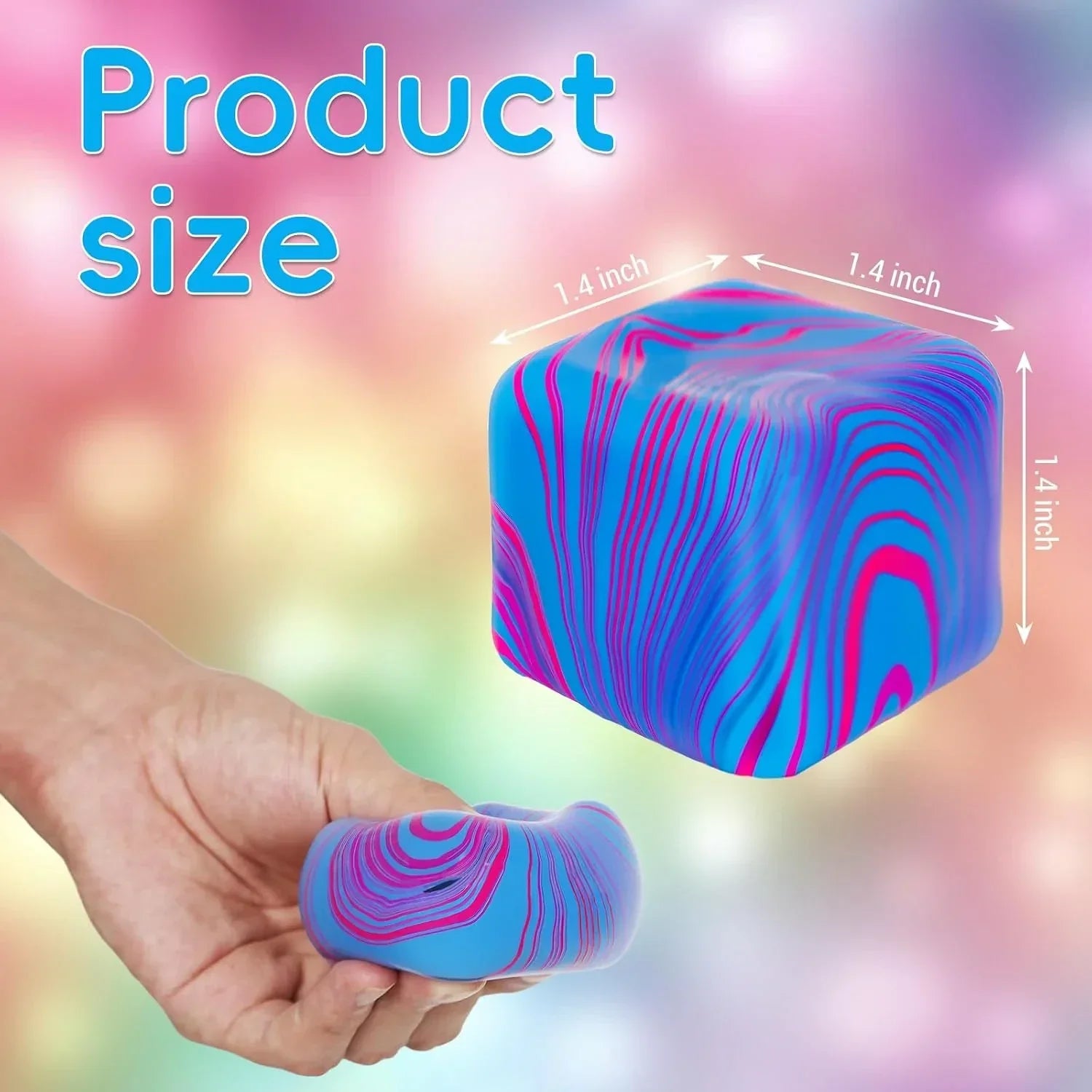 Squishy Stress Cube, Ice Squishy Cube Sugar Balls, Stress Balls for Kids Adults Squishies Stress Relief, Fidgets for Classroom Prize Toys -2 Pack (Two Purple)