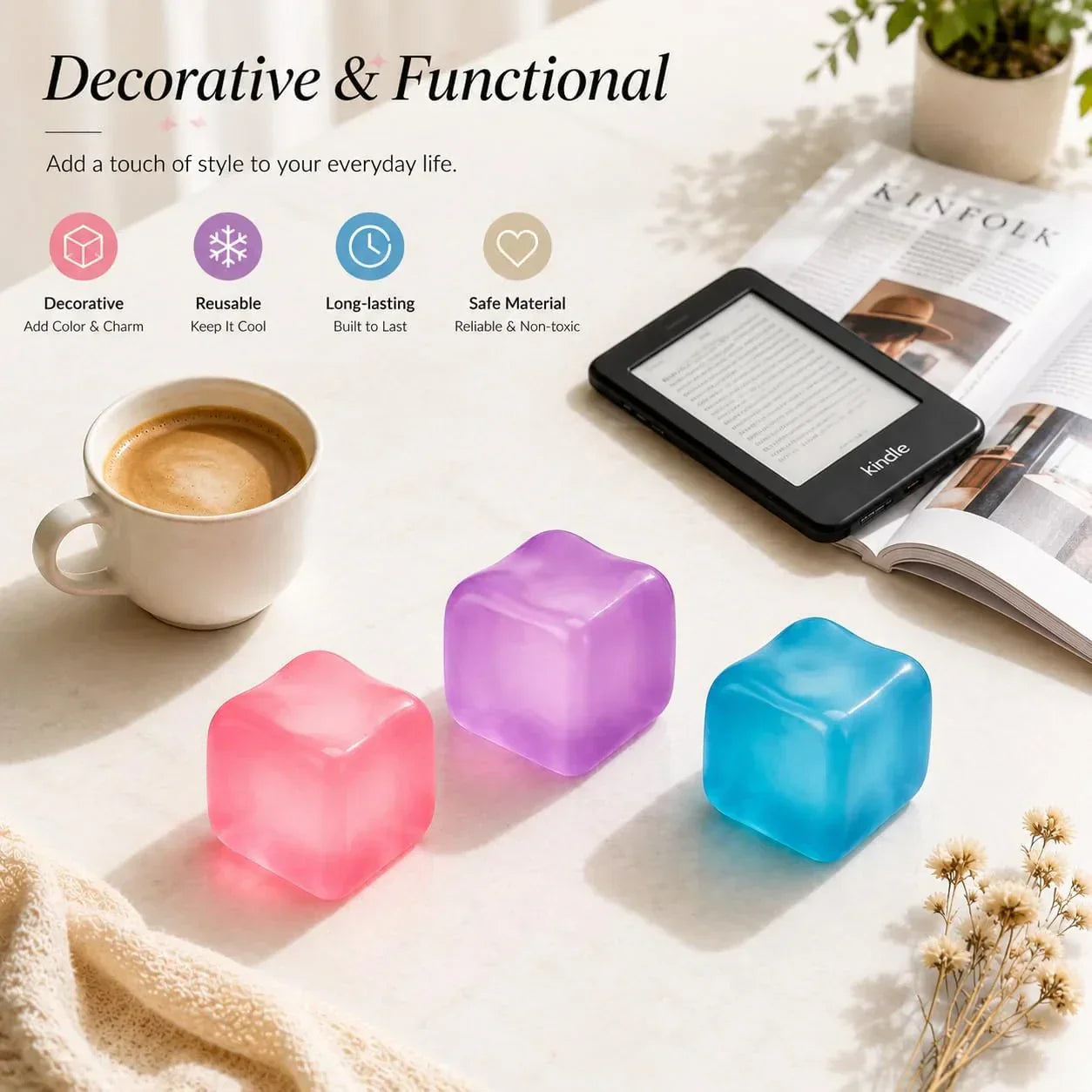 Premium Big Block Cube – Sensory Toy with a Super Solid Squish Nice Square Shape Anxiety Sensory Squishy Fidget Toy Ice Cube Slow Rise (Blue)