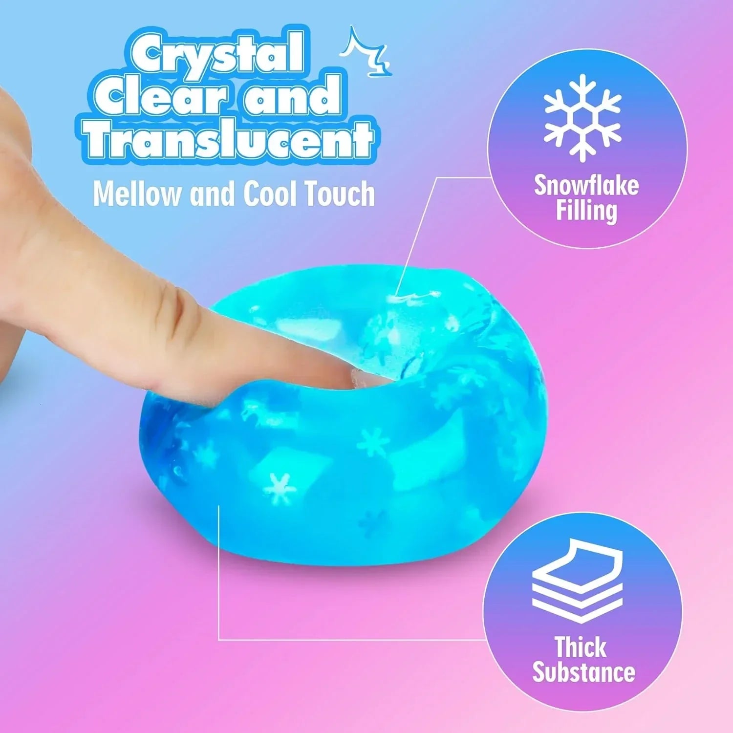 Fidget Toy Stress Cube 3 Pack,Cube Stress Ball with Snowflakes Inside,Mellow and Chill Touch,Classroom Prize Box Toys,Cube Squishies for Adults Kids Children Teens (Stress Cube 3 Pack)