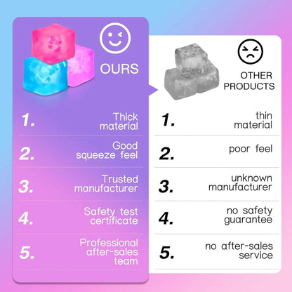 Fidget Toy Stress Cube 3 Pack,Cube Stress Ball with Snowflakes Inside,Mellow and Chill Touch,Classroom Prize Box Toys,Cube Squishies for Adults Kids Children Teens (Stress Cube 3 Pack)