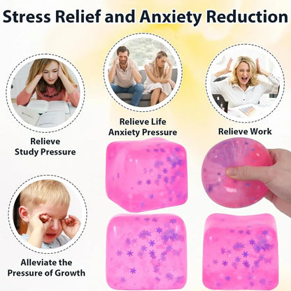 Snowflake Ice Cube Squishy Toy, Big Size 7cm Stress Relief Fidget Toys for Adults, Sensory Squishy Toys for Anxiety Relief and Focus, Soft Slow Rise Squeeze Toy for Stress (Pink)