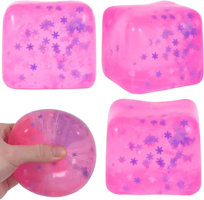 Snowflake Ice Cube Squishy Toy, Big Size 7cm Stress Relief Fidget Toys for Adults, Sensory Squishy Toys for Anxiety Relief and Focus, Soft Slow Rise Squeeze Toy for Stress (Pink)